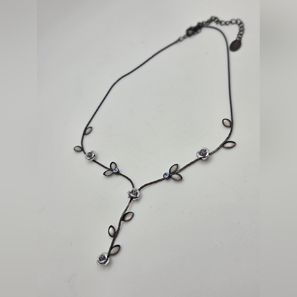 Lia Sophia Black and Silver Floral Necklace